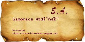Simonics Aténé névjegykártya